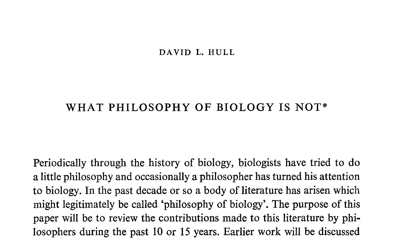 Snapshot of the what biology is not